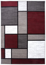 Modern Geometric Red Area Rug 5'3" x 7'3" - Non-Shedding