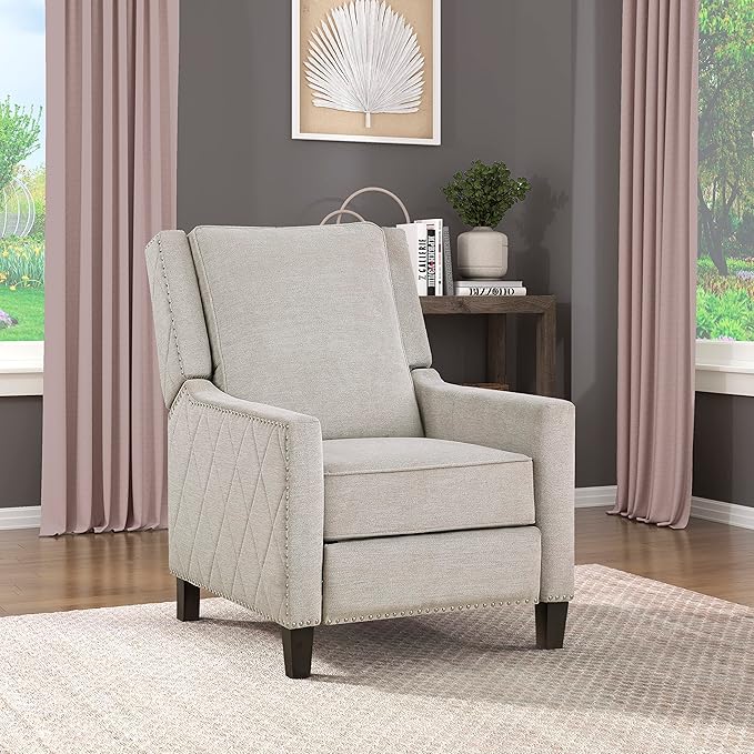 Fabric Push Back Reclining Chair, Navy Blue