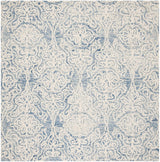 Blossom Collection 4' Square Blue/Ivory BLM112M Handmade Wool Area