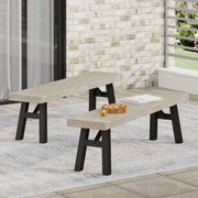 Bettina Dining Bench, Light Gray Wash + Black