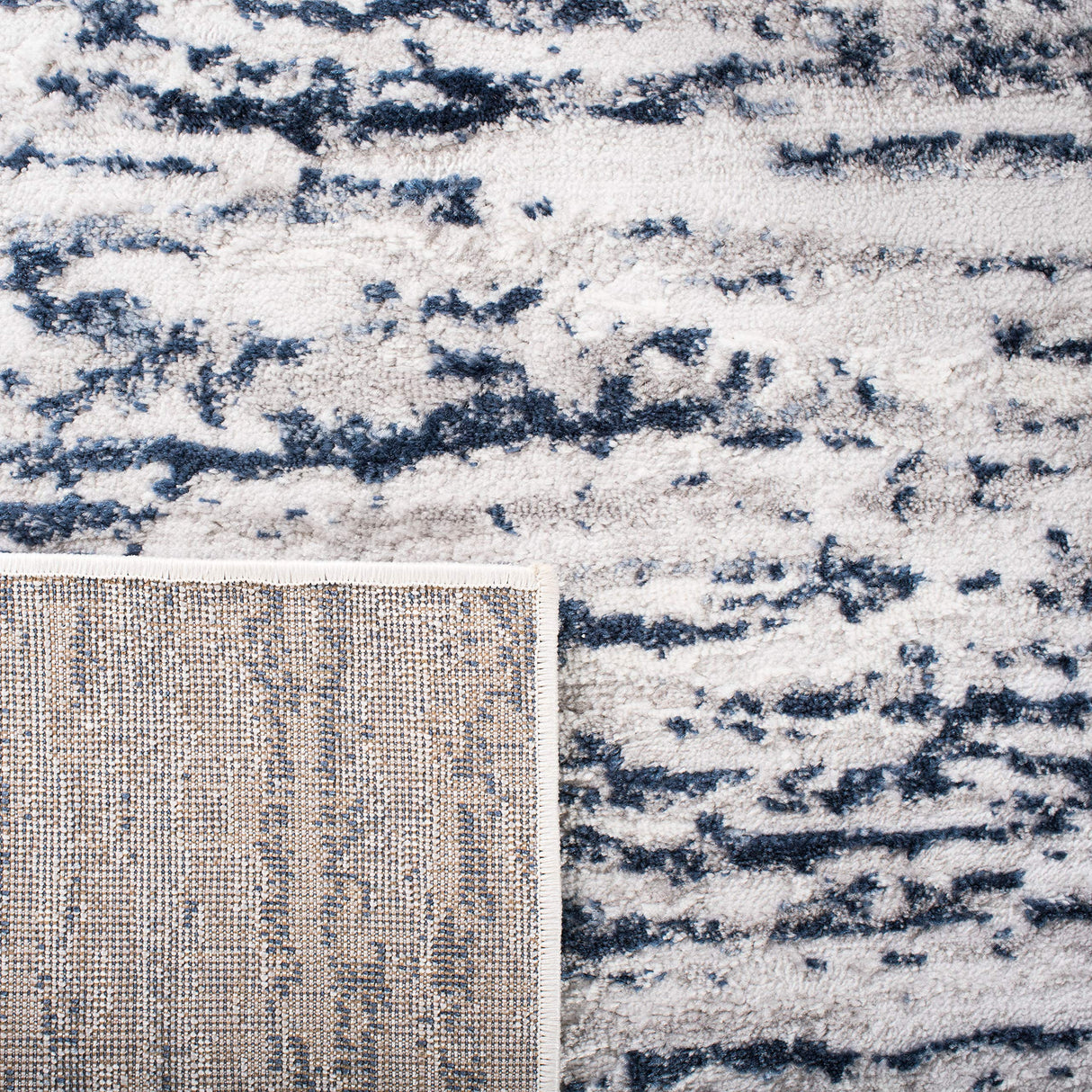 Amelia Collection Area Rug - 8' x 10', Grey & Navy, Modern Abstract Design