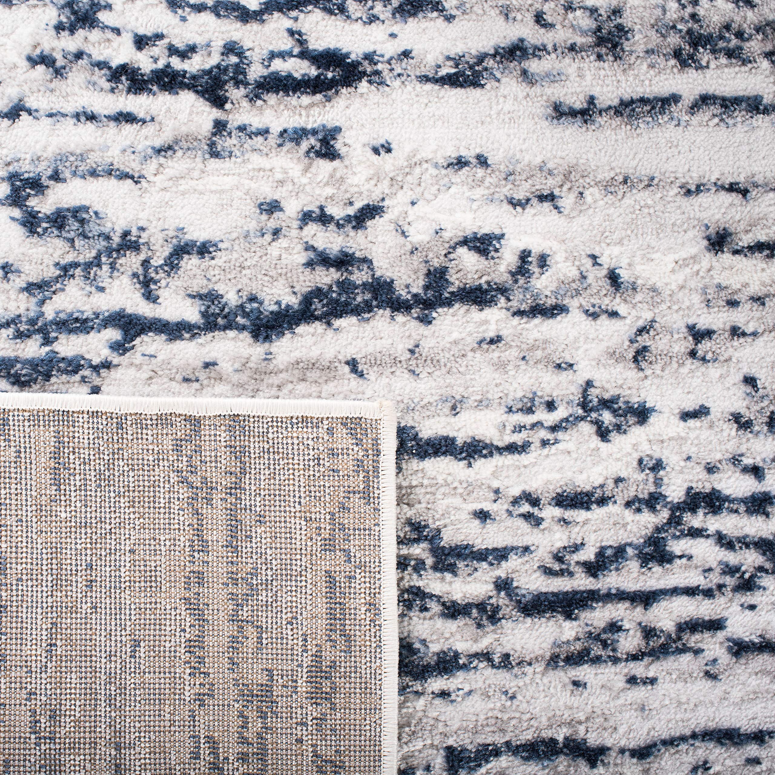 Amelia Collection Area Rug - 8' x 10', Grey & Navy, Modern Abstract Design