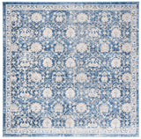 Brentwood Collection Area Rug - 6'7" Square, Navy & Creme