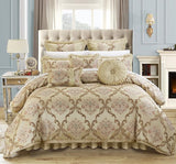 9 Piece Aubrey Decorator Upholstery Comforter Set and Pillows Ensemble, King, Blue