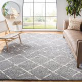 Arizona Shag Collection 6'7" Square Grey/Ivory ASG743D Moroccan Diamond Non-Shedding