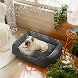 Bedsure Washable Dog Bed for Medium Dogs - Waterproof All-Season Foam Puppy Beds, Orthopedic Rectangle Cuddle Indoor Cat Beds with Removable Zipper Cover, 30x24x9inches, Grey