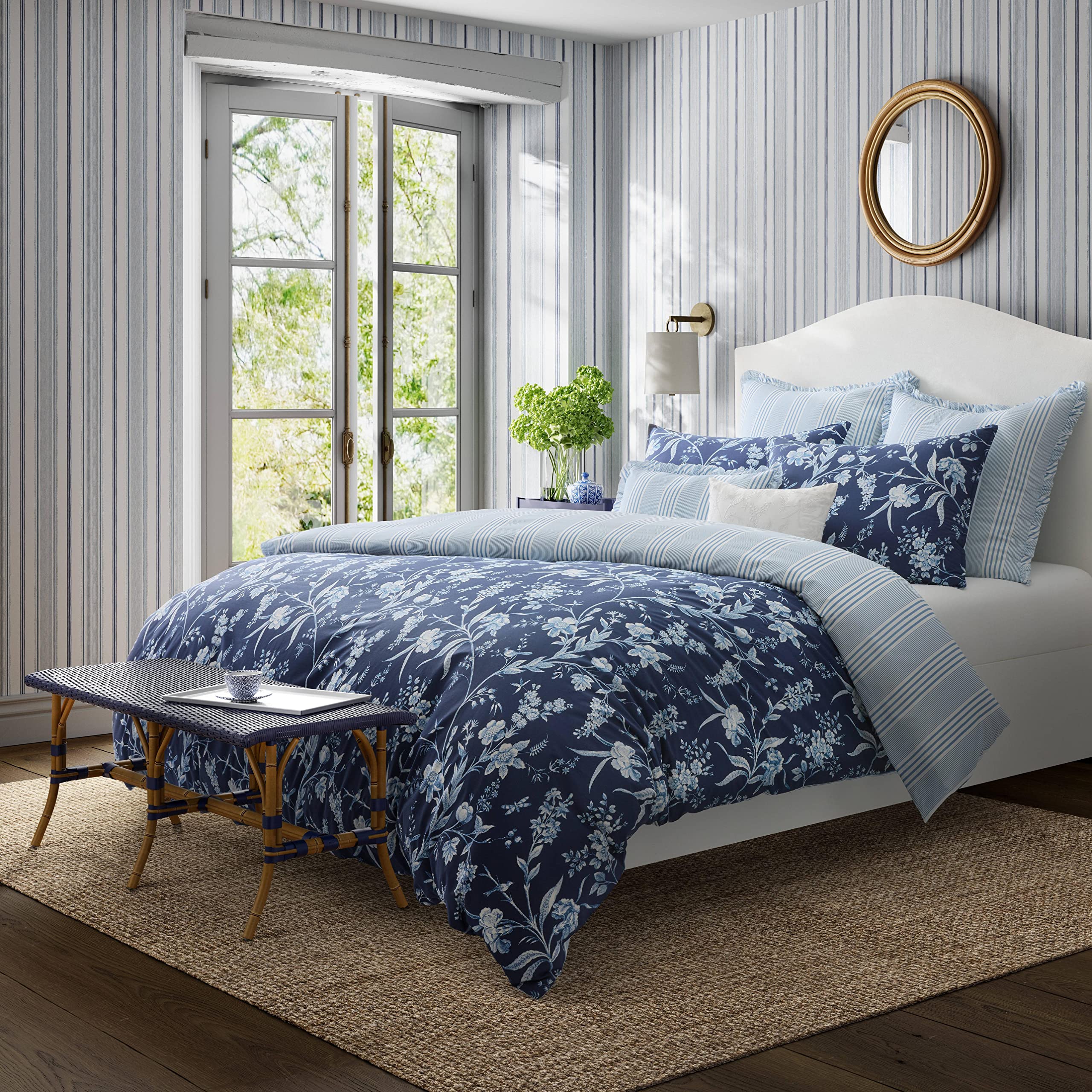 Comforter Set, Cotton Reversible Bedding Set, Includes Matching Shams