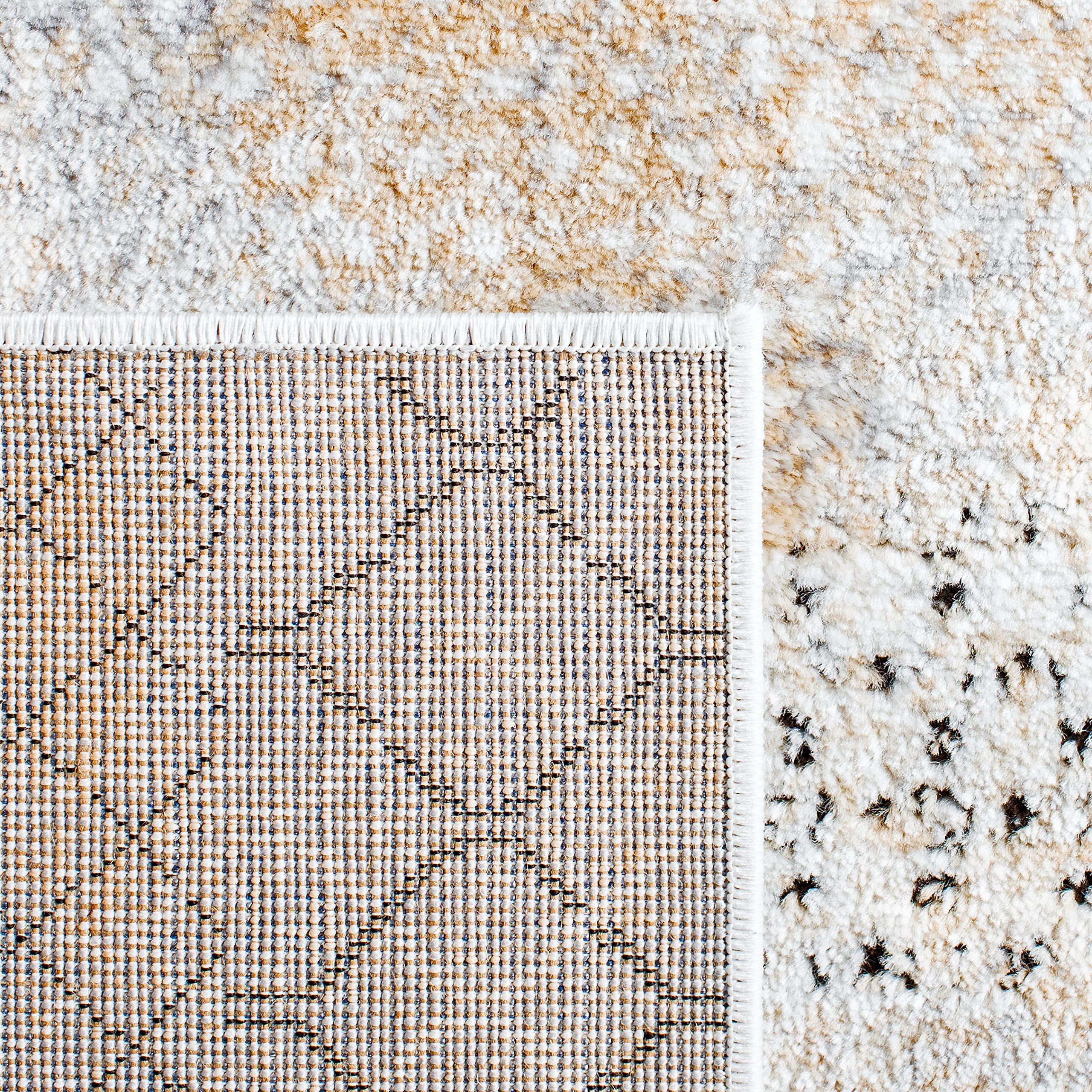 SAFAVIEH Amelia Collection Area Rug - 10' x 14', Grey & Gold, Rustic Tribal Distressed Design, Non-Shedding & Easy Care, Ideal for High Traffic Areas in Living Room, Bedroom (ALA761H)