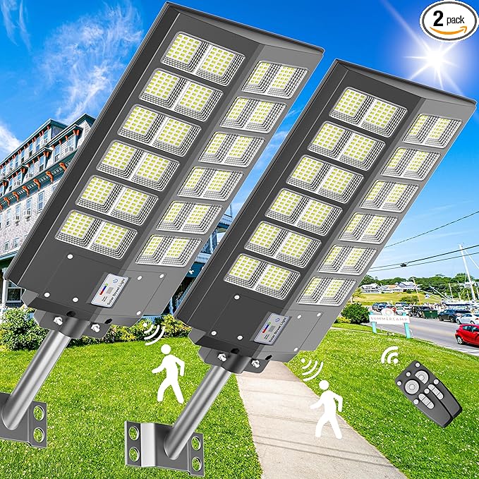 Solar Parking Lot Lights,8000W Solar Street Light 480000LM Dusk to Dawn Street Lights