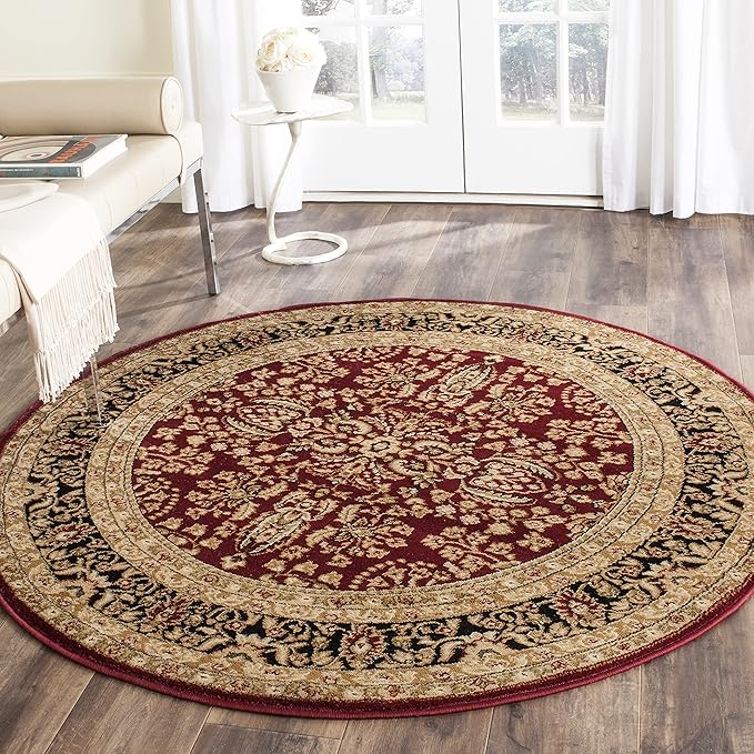 Lyndhurst Collection Area Rug - 10' x 14', Red & Black, Traditional Oriental Design,