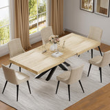 63"-79" Extendable Dining Room Table for 6 8 10, Modern Rustic Kitchen Expanding Table