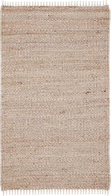 Natural Fiber Collection Accent Rug - 2'6" x 4', Ivory, Handmade Boho Fringe Woven Jute