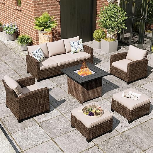 Patio Furniture Set, 5 Pcs Wicker Outdoor Conversation Set