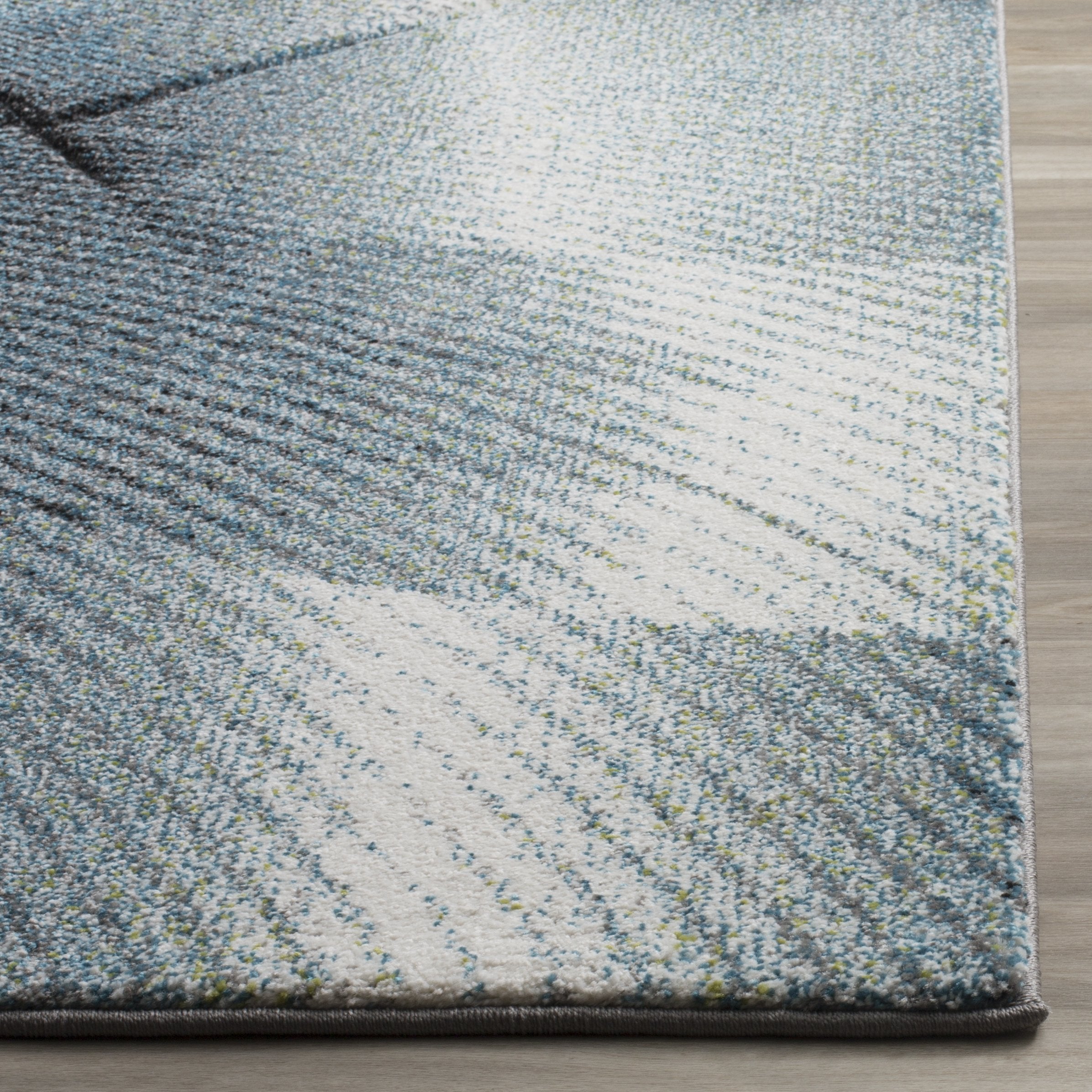 Hollywood Collection Area Rug - 5'3" x 7'6", Grey & Teal, Mid-Century Modern Design