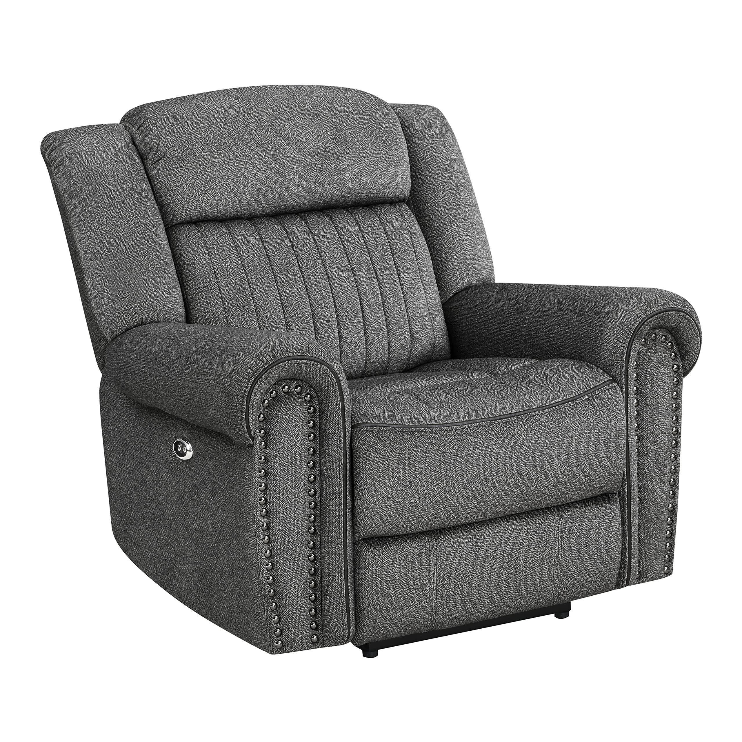 Vinton Power Recliner Chair with Nailhead Trim & Rolled Arms