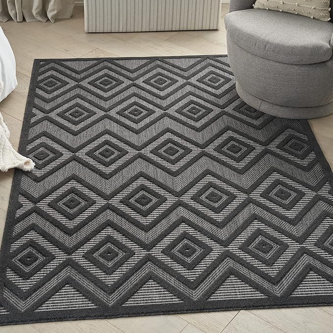 Versatile Indoor/Outdoor Denim Blue 7' x 10' Area Rug, Easy Cleaning
