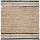 Natural Fiber Collection Area Rug - 3' Square, Natural & Black, Handmade Farmhouse Boho Coastal Rustic Jute,