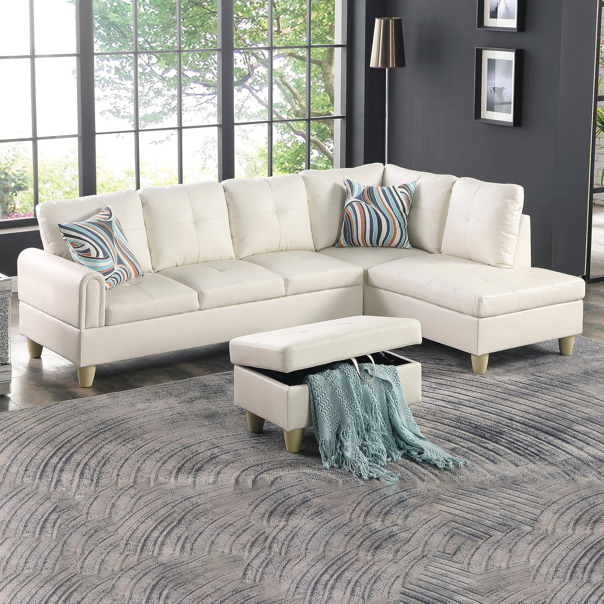 MZX-Bill-SS-00070-LWJ Sectional, Peaerl White - R