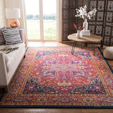 Evoke Collection 6'7" Square Blue/Orange EVK275C Oriental Medallion Distressed Non
