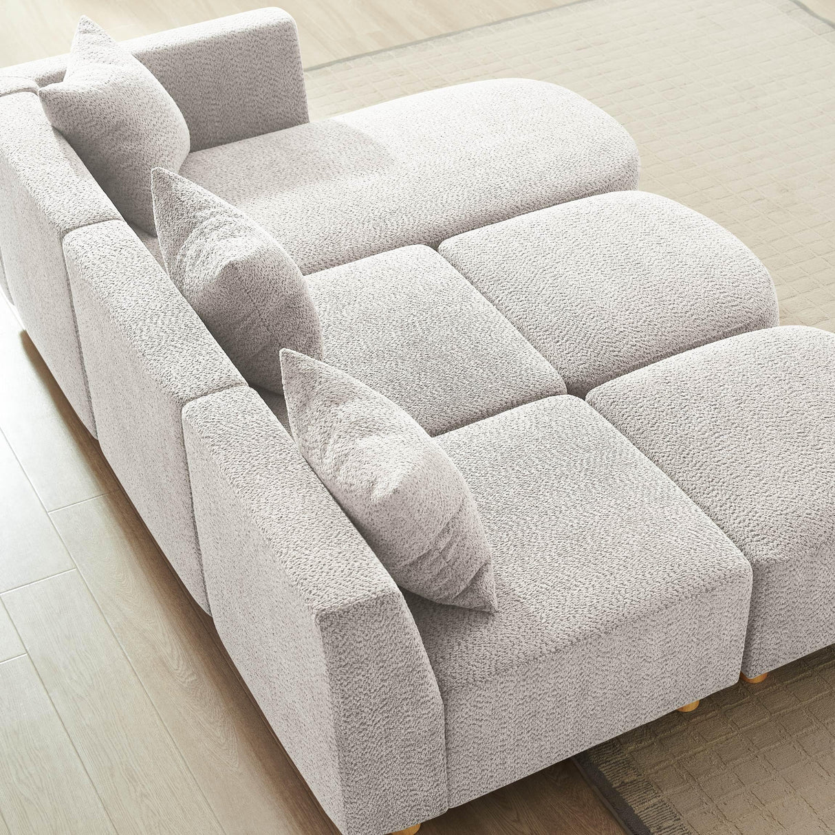 109.84" Modular Sectional Sofa with 3 Pillows, Convertible 5-Seater Comfy