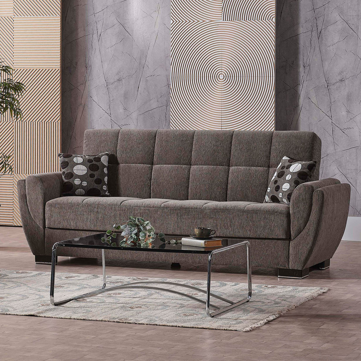 95" Convertible Sofa Bed with Storage, Firm, Fabric, 3 Seater