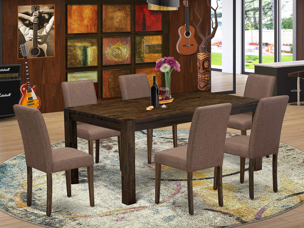 Lismore 7 Piece Modern Dining Set Consist of a Rectangle Rustic Wood Wooden