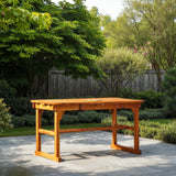 Maui Modern Solid Acacia Wood Slatted Patio Dining Table, 78 Inch, Brown