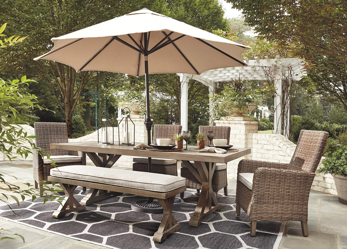 Beachcroft Modern Farmhouse Outdoor Dining Table with Porcelain Top