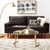 Haven Modern Velvet Sofa with Bolster Pillows, Button Tufted Seat, Track Arms