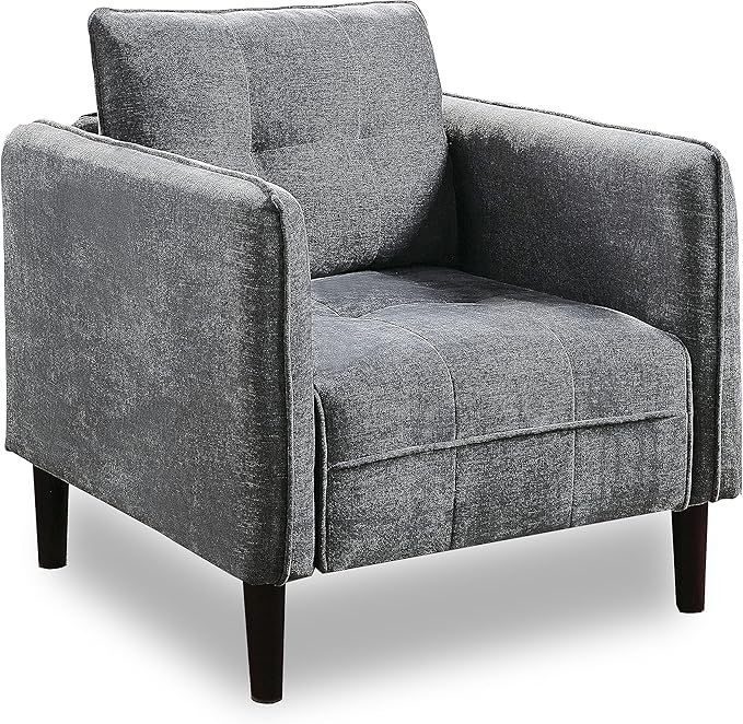 Wraith Modern Biscuit Tufted Fabric Upholstered Chair with Loose Pillow Back