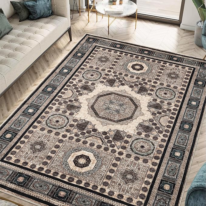 Machine Washable Area Rugs with Non-Slip Backing, Ideal for Hallway, Living Room