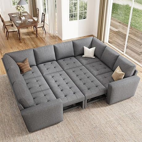 Modular Sectional Sleeper Sofa with Pull Out Bed, Convertible L Shaped