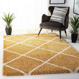 S Hudson Shag Collection Area Rug - 8' x 10', Ivory & Beige, Modern Trellis Design