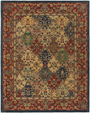 Heritage Collection Area Rug - 8' x 10', Beige & Burgundy, Handmade