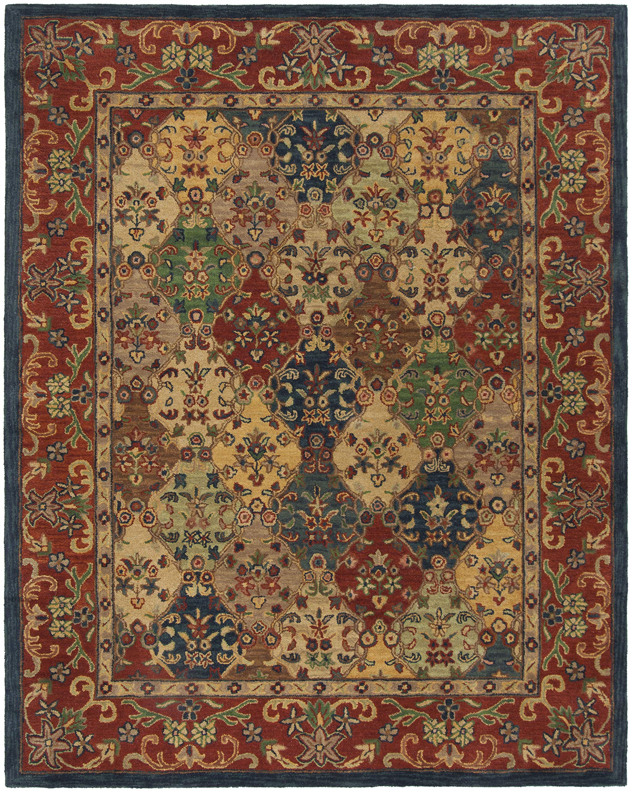 Heritage Collection Area Rug - 8' x 10', Beige & Burgundy, Handmade