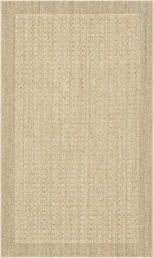 Palm Beach Collection Area Rug - 8' x 11', Silver, Sisal & Jute Design, Ideal for High Traffic