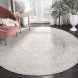 SAFAVIEH Reflection Collection 3' Round Light Grey/Cream RFT668G French Country Oriental Area Rug