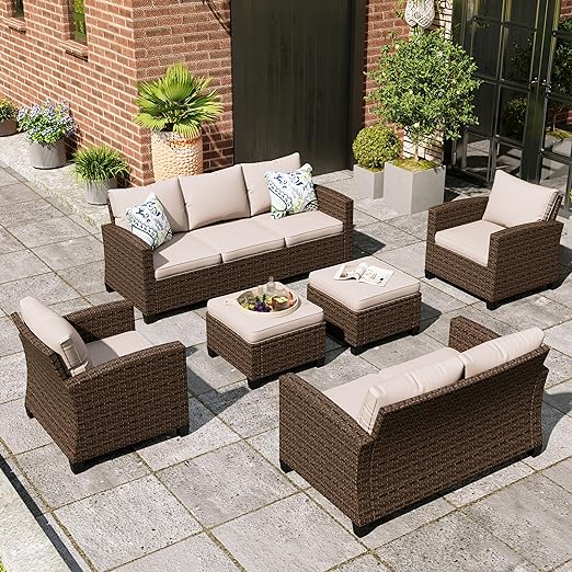 Patio Furniture Set, 5 Pcs Wicker Outdoor Conversation Set