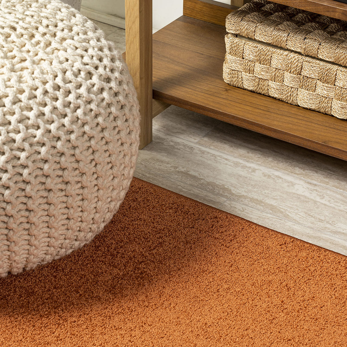 JONATHAN Y SEU100M-5 Haze Solid Low-Pile Indoor Area -rug, Solid, Easy -cleaning, Bedroom, Dining Room, Kitchen, Living Room, Non Shedding, Orange, 5 X 8