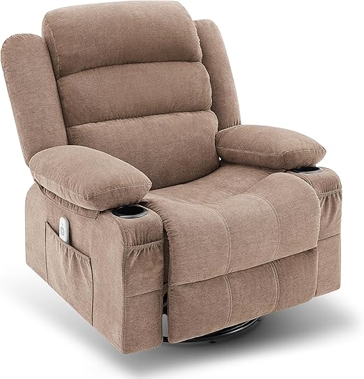 Swivel Rocker Recliner Chair with Heat and Massage, Ergonomic Lounge 360 Degree