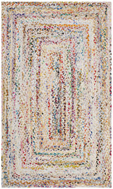 Braided Collection Accent Rug - 3' x 5', Ivory & Multi, Handmade Boho Reversible Cotton
