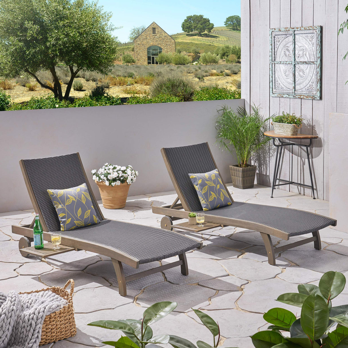 307672 Patio Lounge Chairs, Gray + Gray Finish