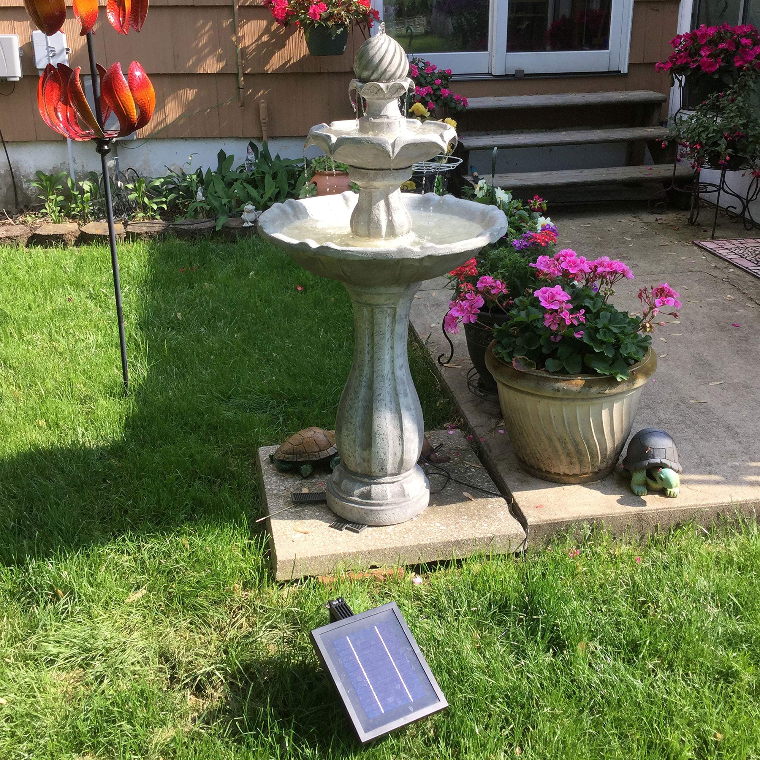 45-Inch 2-Tier Arcade Outdoor Solar Water Fountain - Outdoor Water Feature