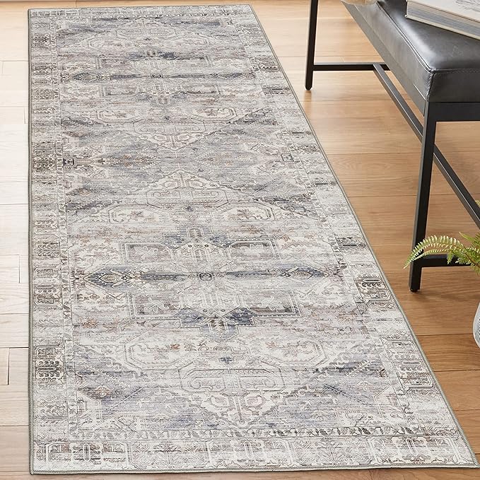 Machine Washable Area Rug Runner - Living Room Bedroom Bathroom Kitchen Entryway