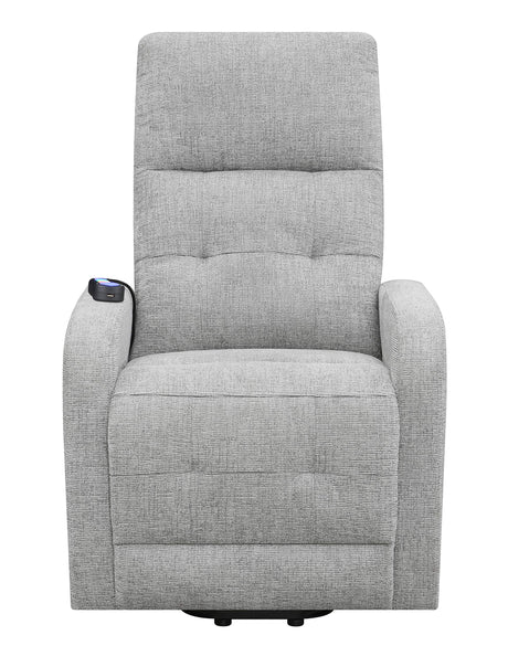 Tufted Upholstered Grey Power Lift Recliner 609402P