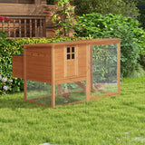 64" Large Wooden Chicken Coop Kit With Outdoor Run And Nesting Box