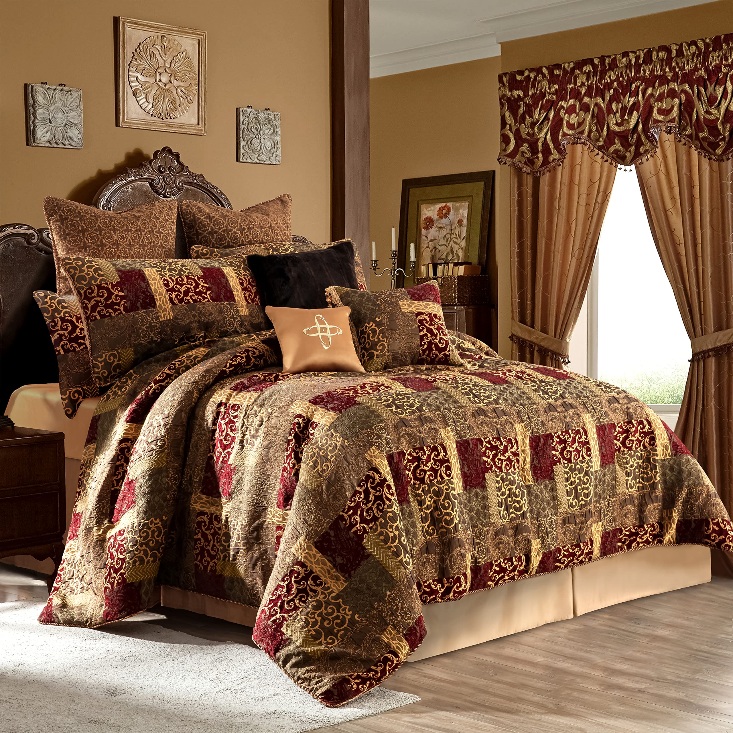 9-Piece Jacquard Luxury Patchwork Comforter Set - King
