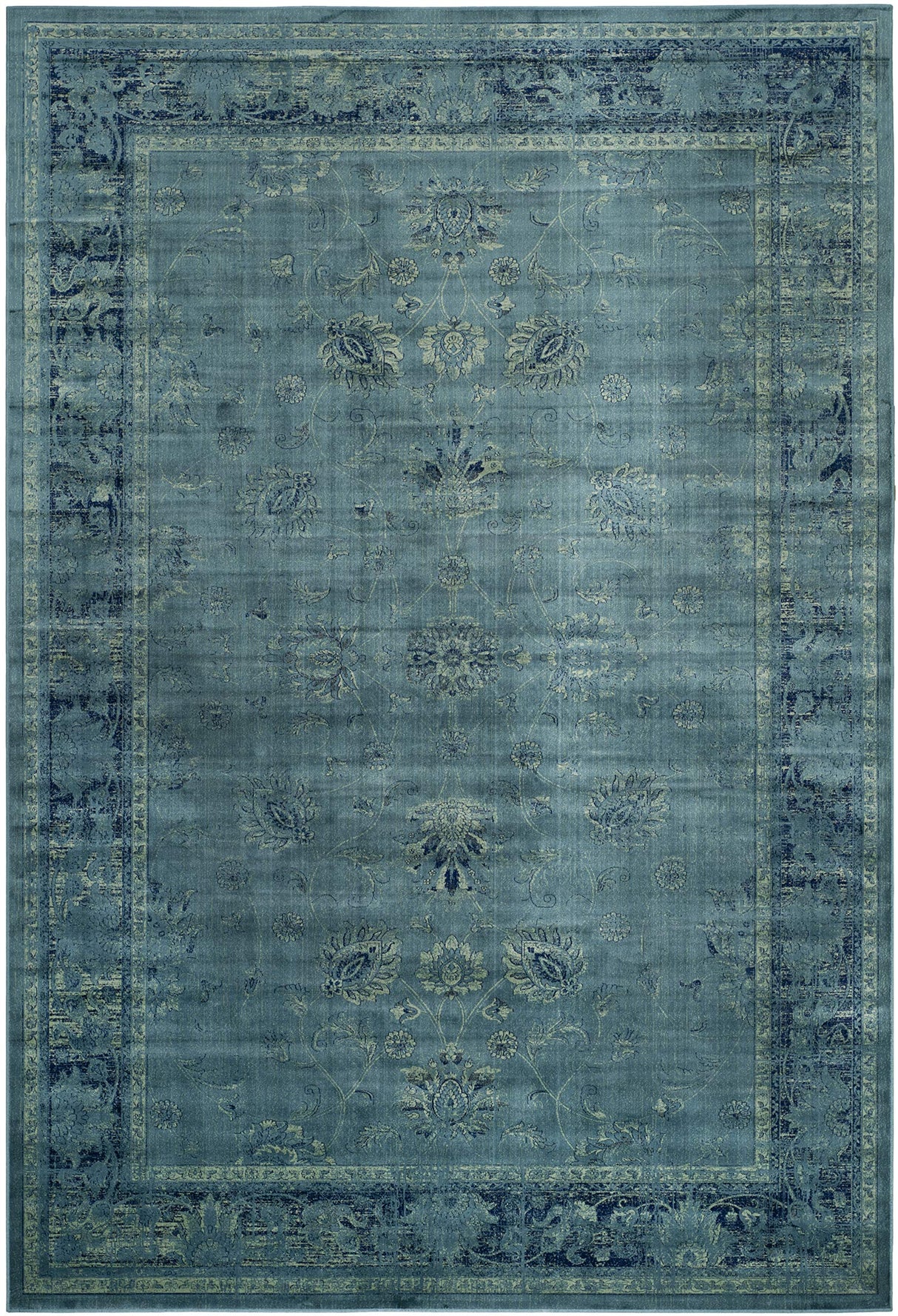 Vintage Collection Area Rug - 10' x 14', Turquoise & Multi, Oriental Distressed Viscose Design