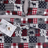 Cabin Quilt Set Queen, Christmas Rustic Quilt Coverlet Bed Set, 3-Piece Lightweight