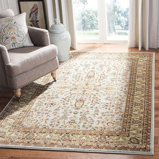 Lyndhurst Collection Area Rug - 10' x 14', Ivory & Rust, Traditional Oriental Design